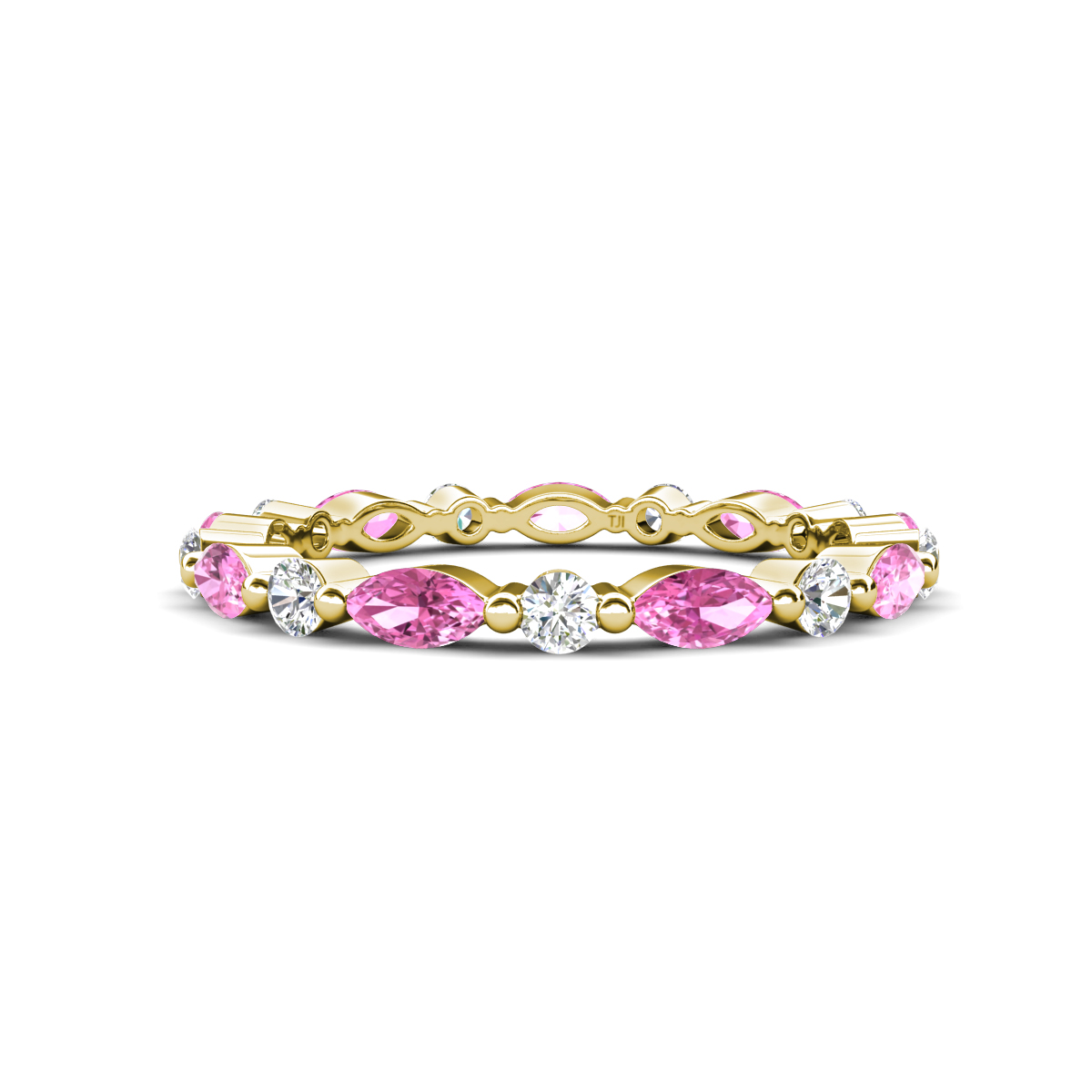Mira 1.31 ctw Marquise Pink Sapphire and Round Lab Grown Diamond Women Stackable Eternity Band 